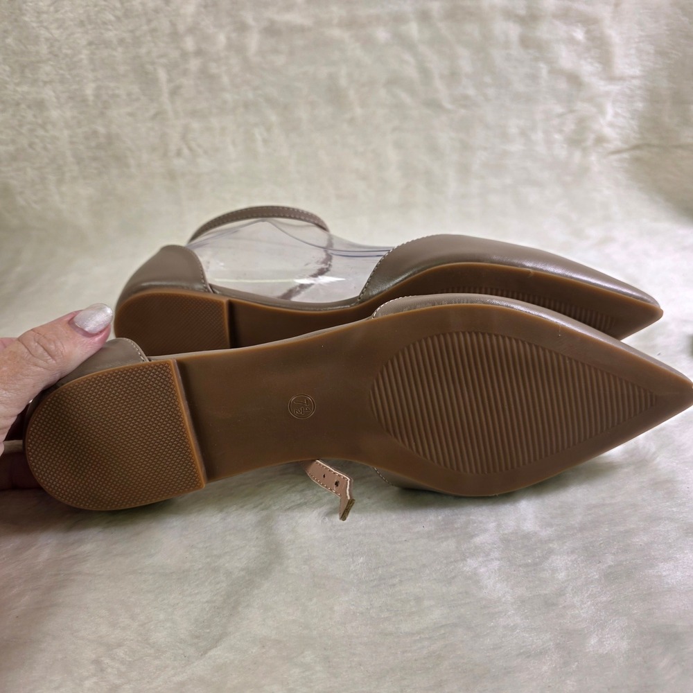 Journee Collection Reba Flats Taupe Ankle Strap Pointed Toe Womens 7.5 New - Picture 5 of 6